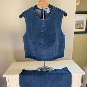 2-Piece Denim NWOT Vest and Long Skirt  Size L Belle Vere